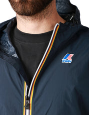 GIUBBINO UOMO K-WAY LE VRAY 4.0 CLAUDE BLU IN TESSUTO MICRO RIPSTOP IMPERMEABILE CON ZIP E CAPPUCCIO