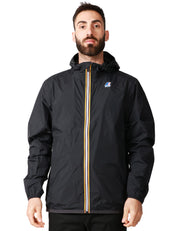 GIUBBINO UOMO K-WAY LE VRAY 4.0 CLAUDE BLACK IN TESSUTO MICRO RIPSTOP IMPERMEABILE CON CAPPUCCIO E ZIP
