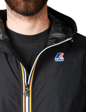 GIUBBINO UOMO K-WAY LE VRAY 4.0 CLAUDE BLACK IN TESSUTO MICRO RIPSTOP IMPERMEABILE CON CAPPUCCIO E ZIP
