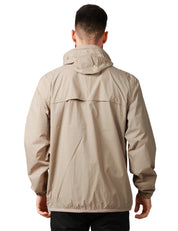 GIUBBINO UOMO K-WAY LE VRAY 4.0 CLAUDE TAUPE IN TESSUTO MICRO RIPSTOP IMPERMEABILE CON ZIP E CAPPUCCIO