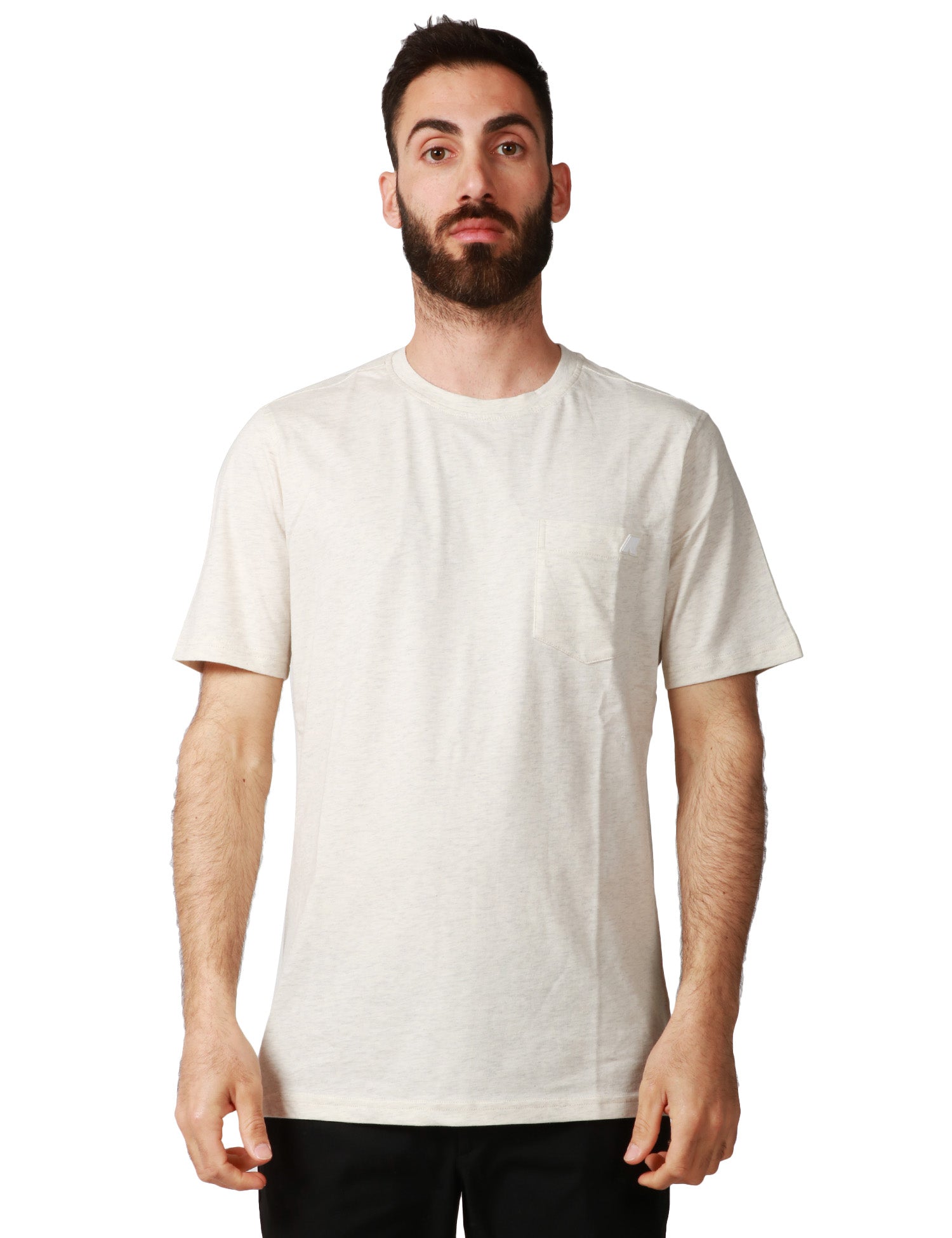 T-SHIRT UOMO K-WAY SIGUR BIANCA IN JERSEY CON TASCHINO SUL PETTO