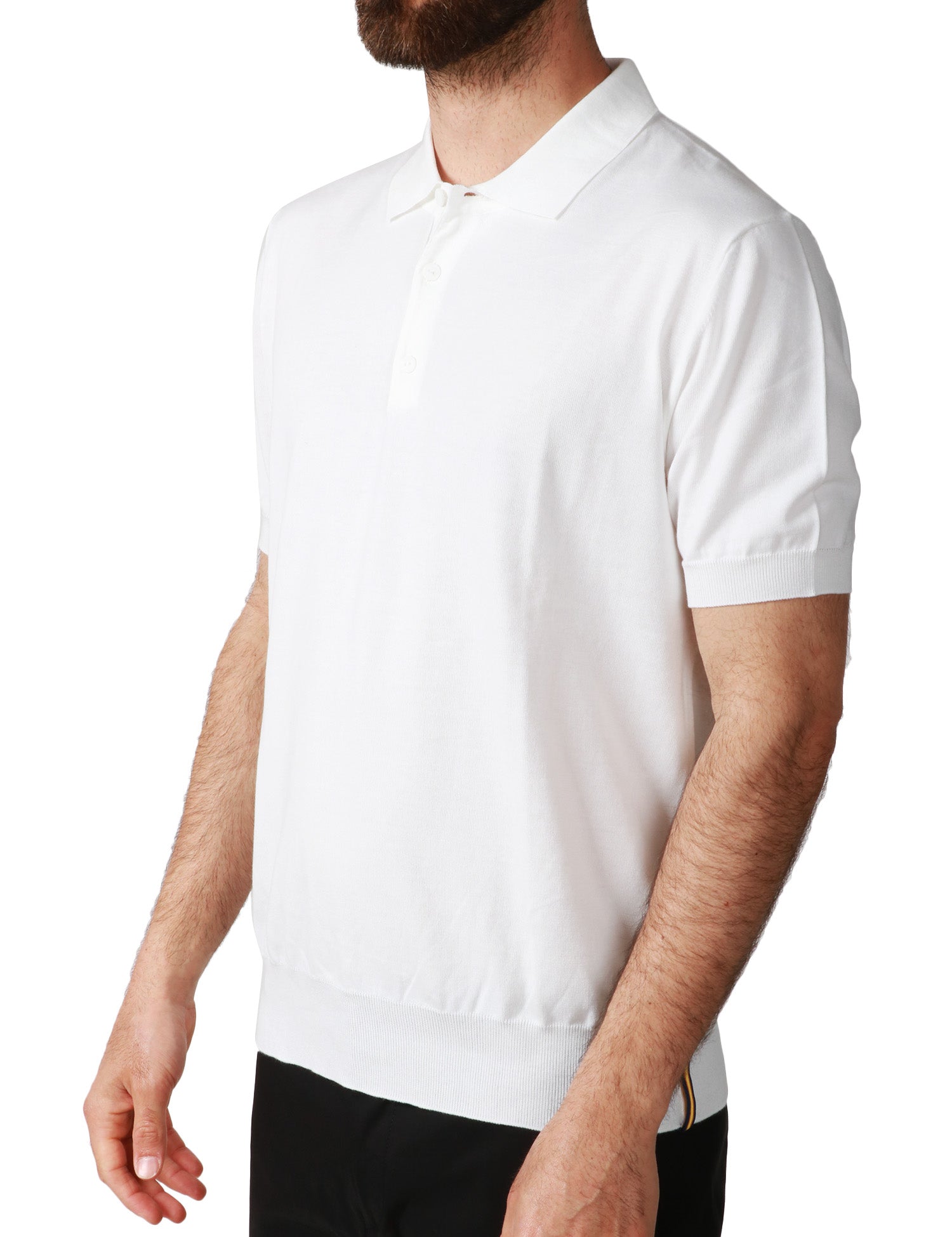 POLO UOMO K-WAY PLEYNE BIANCA A MEZZE MANICHE IN FILATO DI PURO COTONE ANTI PILLING
