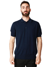 POLO UOMO K-WAY PLEYNE BLU SCURO A MANICA CORTA IN FILATO DI PURO COTONE ANTI PILLING