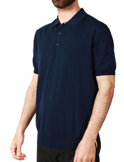 POLO UOMO K-WAY PLEYNE BLU SCURO A MANICA CORTA IN FILATO DI PURO COTONE ANTI PILLING