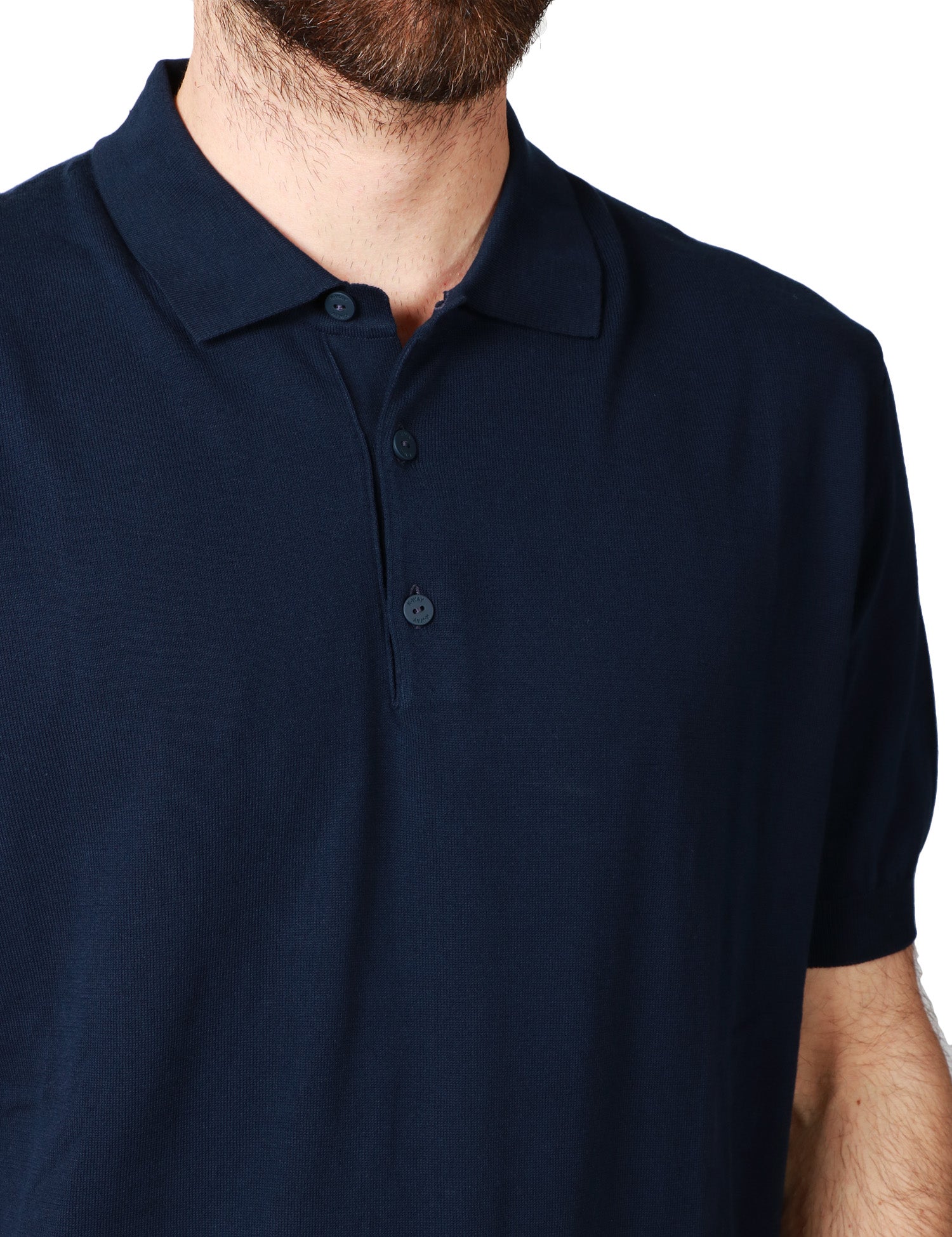 POLO UOMO K-WAY PLEYNE BLU SCURO A MANICA CORTA IN FILATO DI PURO COTONE ANTI PILLING