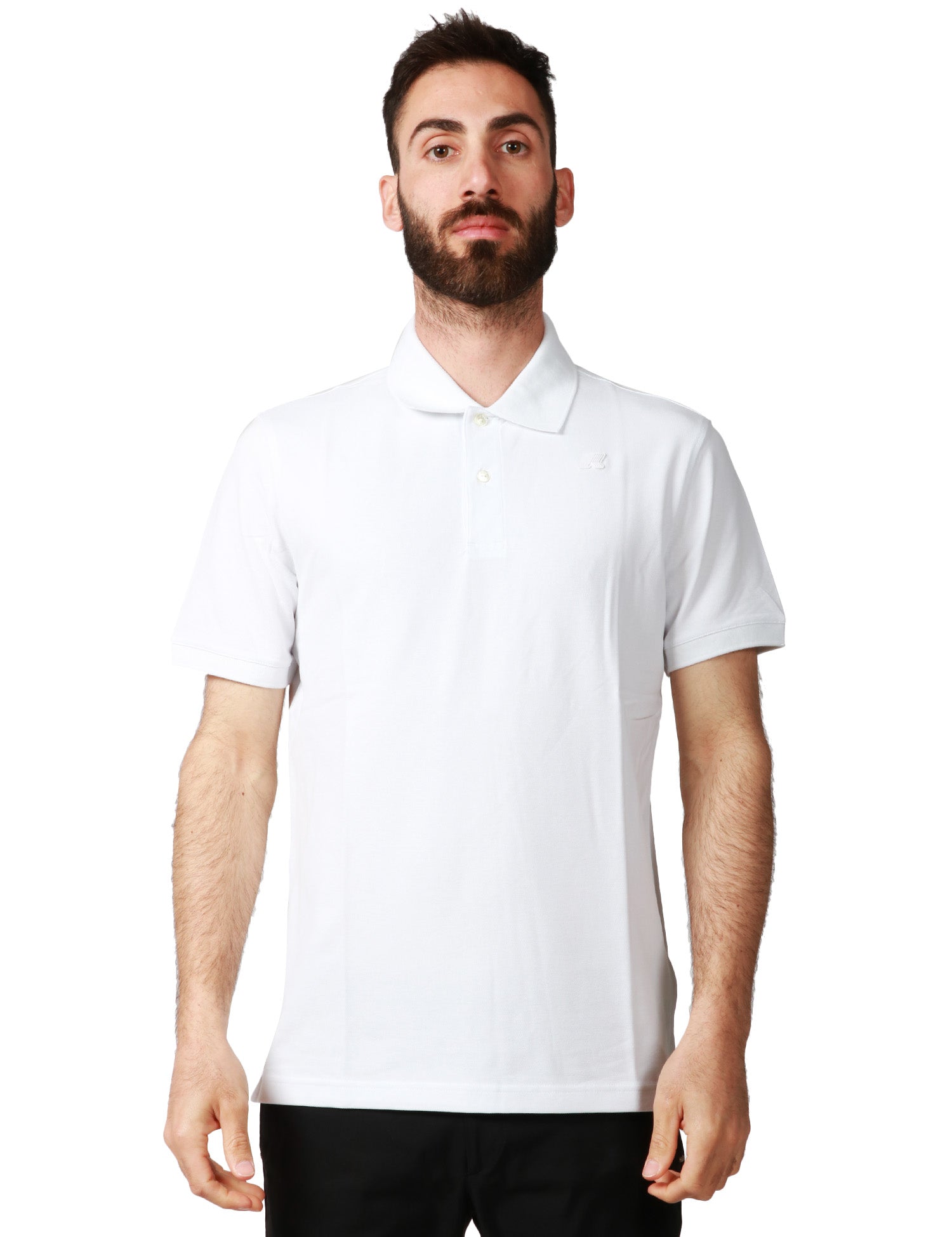 POLO UOMO K-WAY AMEDEE BIANCA A MEZZE MANICHE IN PIQUET ELASTICIZZATO