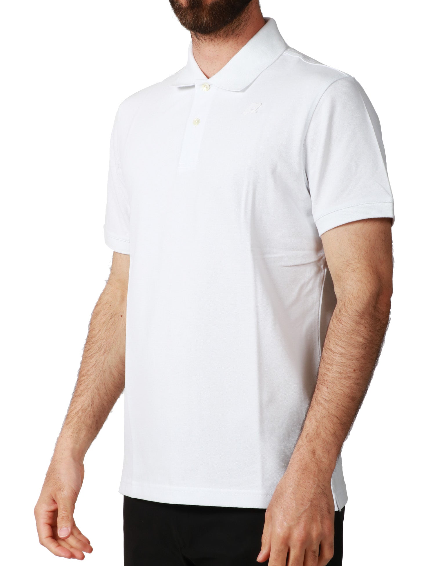 POLO UOMO K-WAY AMEDEE BIANCA A MEZZE MANICHE IN PIQUET ELASTICIZZATO