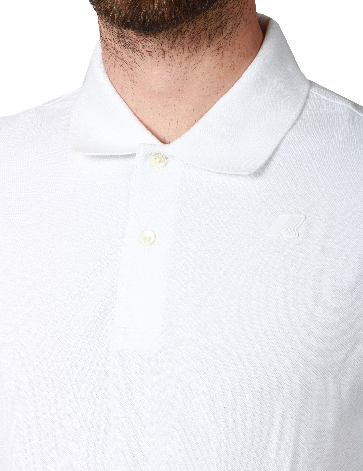 POLO UOMO K-WAY AMEDEE BIANCA A MEZZE MANICHE IN PIQUET ELASTICIZZATO