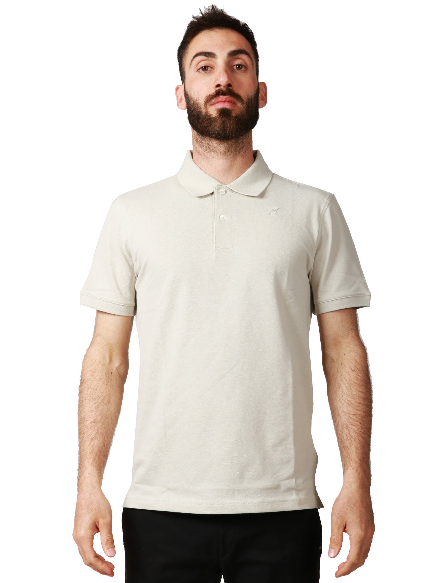 POLO UOMO K-WAY AMEDEE BEIGE A MEZZE MANICHE IN PIQUET ELASTICIZZATO