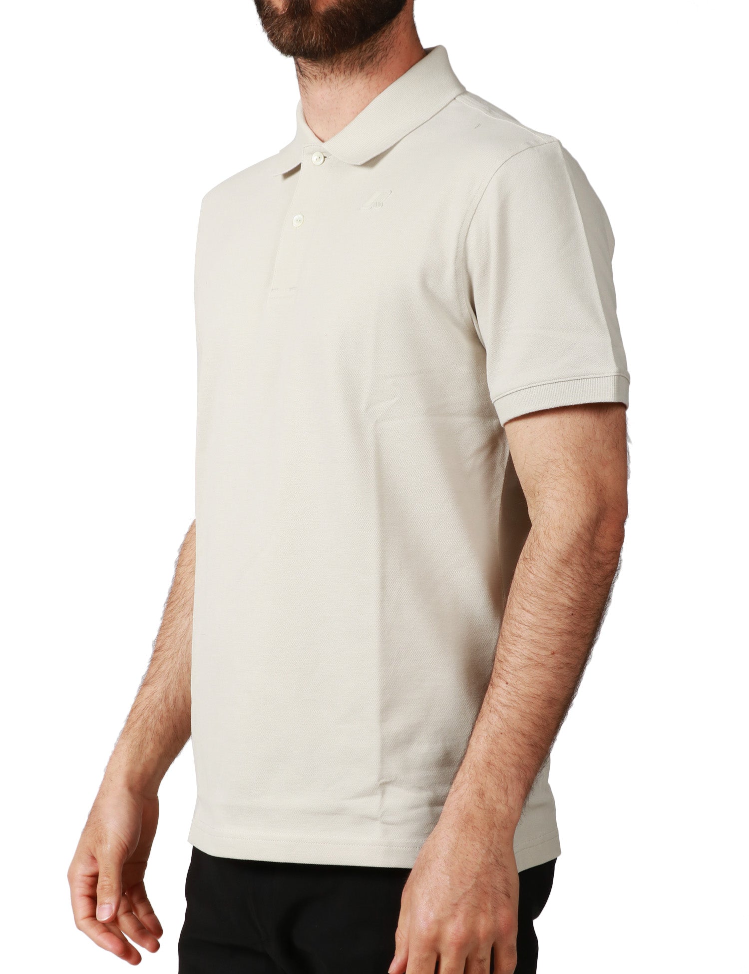 POLO UOMO K-WAY AMEDEE BEIGE A MEZZE MANICHE IN PIQUET ELASTICIZZATO