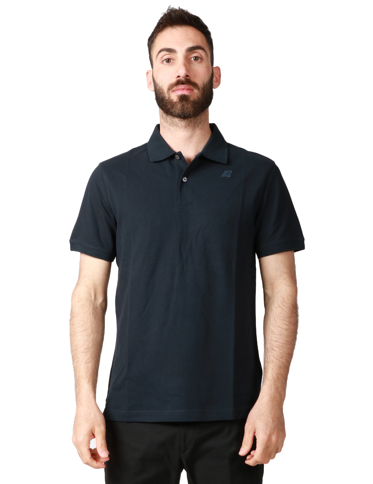 POLO UOMO K-WAY AMEDEE BLU SCURO A MEZZE MANICHE IN PIQUET ELASTICIZZATO