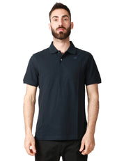 POLO UOMO K-WAY AMEDEE BLU SCURO A MEZZE MANICHE IN PIQUET ELASTICIZZATO