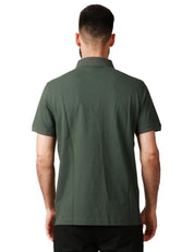 POLO UOMO K-WAY AMEDEE VERDE SCURO A MEZZE MANICHE IN PIQUET ELASTICIZZATO