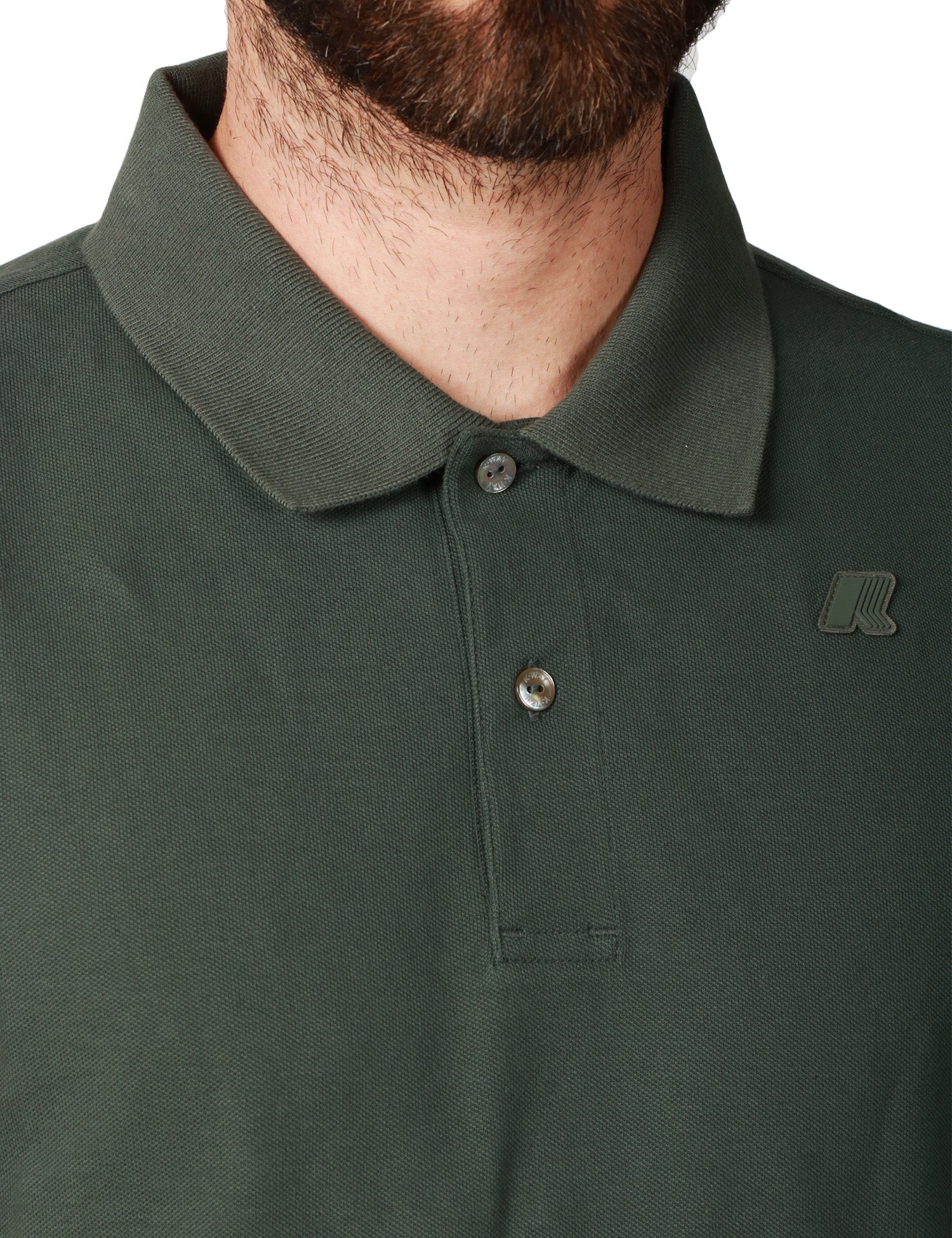 POLO UOMO K-WAY AMEDEE VERDE SCURO A MEZZE MANICHE IN PIQUET ELASTICIZZATO