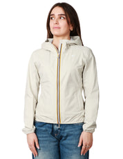 GIUBBINO DONNA K-WAY LILY STRETCH DOT BEIGE IN TESSUTO TECNICO ELASTICIZZATO CON ZIP E CAPPUCCIO
