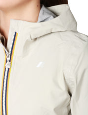 GIUBBINO DONNA K-WAY LILY STRETCH DOT BEIGE IN TESSUTO TECNICO ELASTICIZZATO CON ZIP E CAPPUCCIO