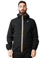 GIUBBINO UOMO K-WAY JACK STRETCH NERO IN TESSUTO TECNICO IMPERMEABILE E ANTIVENTO CON CAPPUCCIO
