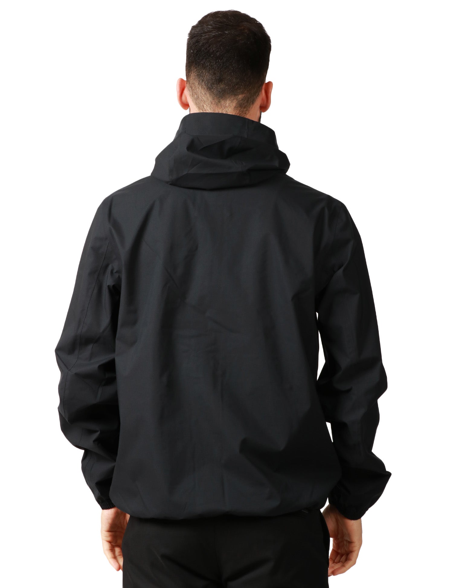 GIUBBINO UOMO K-WAY JACK STRETCH NERO IN TESSUTO TECNICO IMPERMEABILE E ANTIVENTO CON CAPPUCCIO