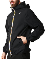 GIUBBINO UOMO K-WAY JACK STRETCH NERO IN TESSUTO TECNICO IMPERMEABILE E ANTIVENTO CON CAPPUCCIO