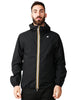 Giubbino uomo k-way jack stretch nero in tessuto tecnico impermeabile e antivento con cappuccio