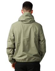 GIUBBINO UOMO K-WAY JACK STRETCH VERDE IN TESSUTO TECNICO ELASTICIZZATO IMPERMEABILE E ANTIVENTO CON CAPPUCCIO