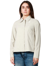 GIACCA IMPERMEABILE DONNA K-WAY ARABEL STRETCH BEIGE IN TESSUTO TECNICO IMPERMEABILE CON COLLETTO E ZIP
