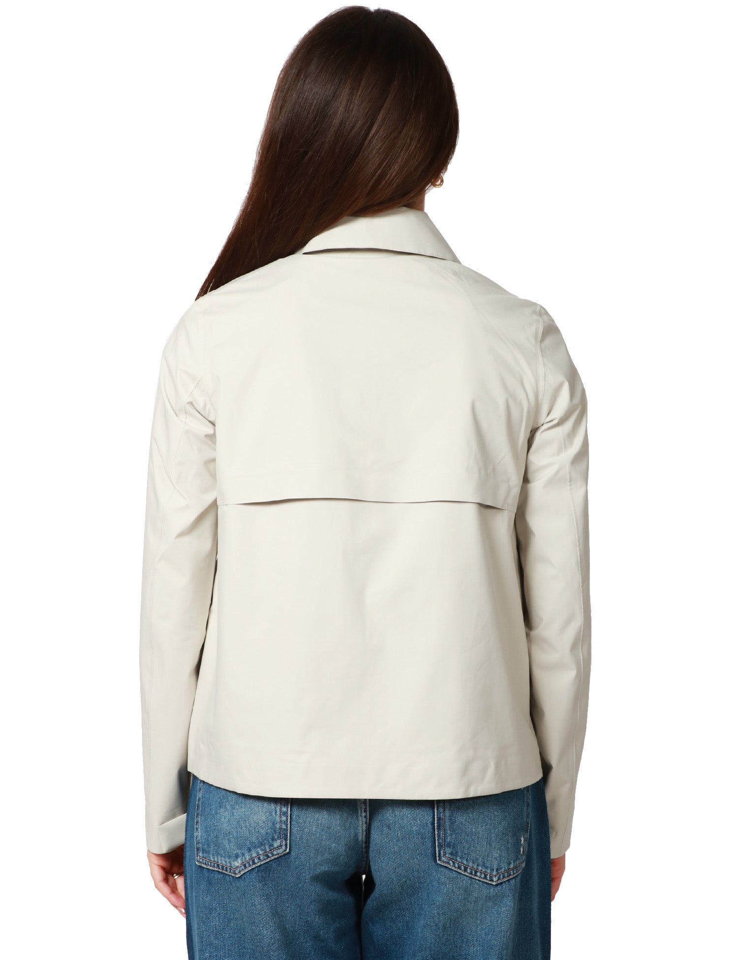 GIACCA IMPERMEABILE DONNA K-WAY ARABEL STRETCH BEIGE IN TESSUTO TECNICO IMPERMEABILE CON COLLETTO E ZIP