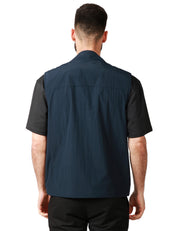 GILET UOMO K-WAY ERHIN BLU IN NYLON CON COLLETTO E TASCHE APPLICATE DAVANTI