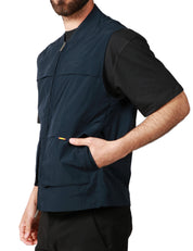 GILET UOMO K-WAY ERHIN BLU IN NYLON CON COLLETTO E TASCHE APPLICATE DAVANTI