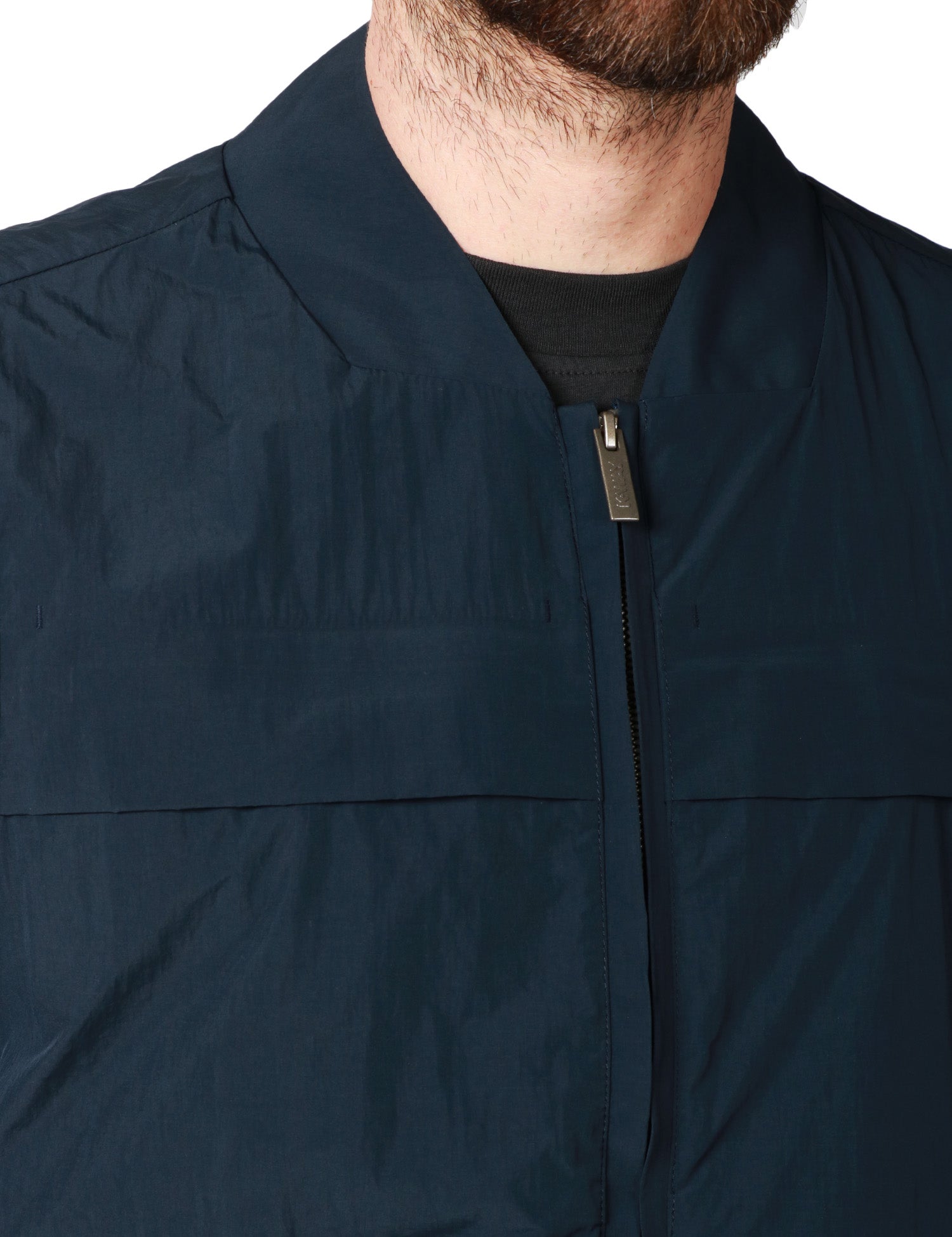 GILET UOMO K-WAY ERHIN BLU IN NYLON CON COLLETTO E TASCHE APPLICATE DAVANTI