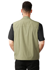 GILET UOMO K-WAY ERHIN VERDE IN NYLON CON COLLETTO E TASCHE APPLICATE DAVANTI