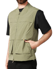 GILET UOMO K-WAY ERHIN VERDE IN NYLON CON COLLETTO E TASCHE APPLICATE DAVANTI