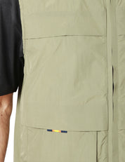 GILET UOMO K-WAY ERHIN VERDE IN NYLON CON COLLETTO E TASCHE APPLICATE DAVANTI