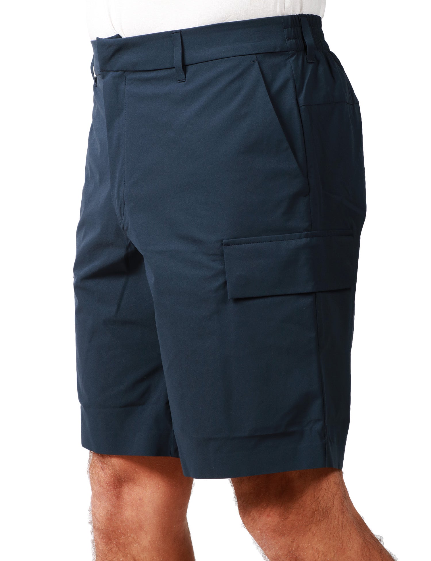 BERMUDA UOMO K-WAY BASTYEL BLU SCURO IN TESSUTO TECNICO CON TASCHE UTILITY LATERALI