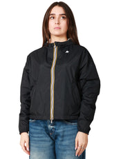 GIUBBINO DONNA K-WAY LAURETTE PLUS REVERSIBILE BLACK/BEIGE CROPPED IN NYLON IMPERMEABILE CON CAPPUCCIO