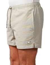 COSTUME MARE UOMO K-WAY HAZEL GREEN/WHITE A RIGHE IN TESSUTO SEERSUCKER AD ASCIUGATURA RAPIDA