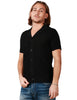 Cardigan uomo kangra nero a mezza manica con colletto revers in maglia punto arabesco
