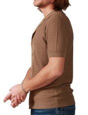 CARDIGAN UOMO KANGRA NOCE A MEZZA MANICA CON COLLETTO REVERS IN MAGLIA PUNTO ARABESCO