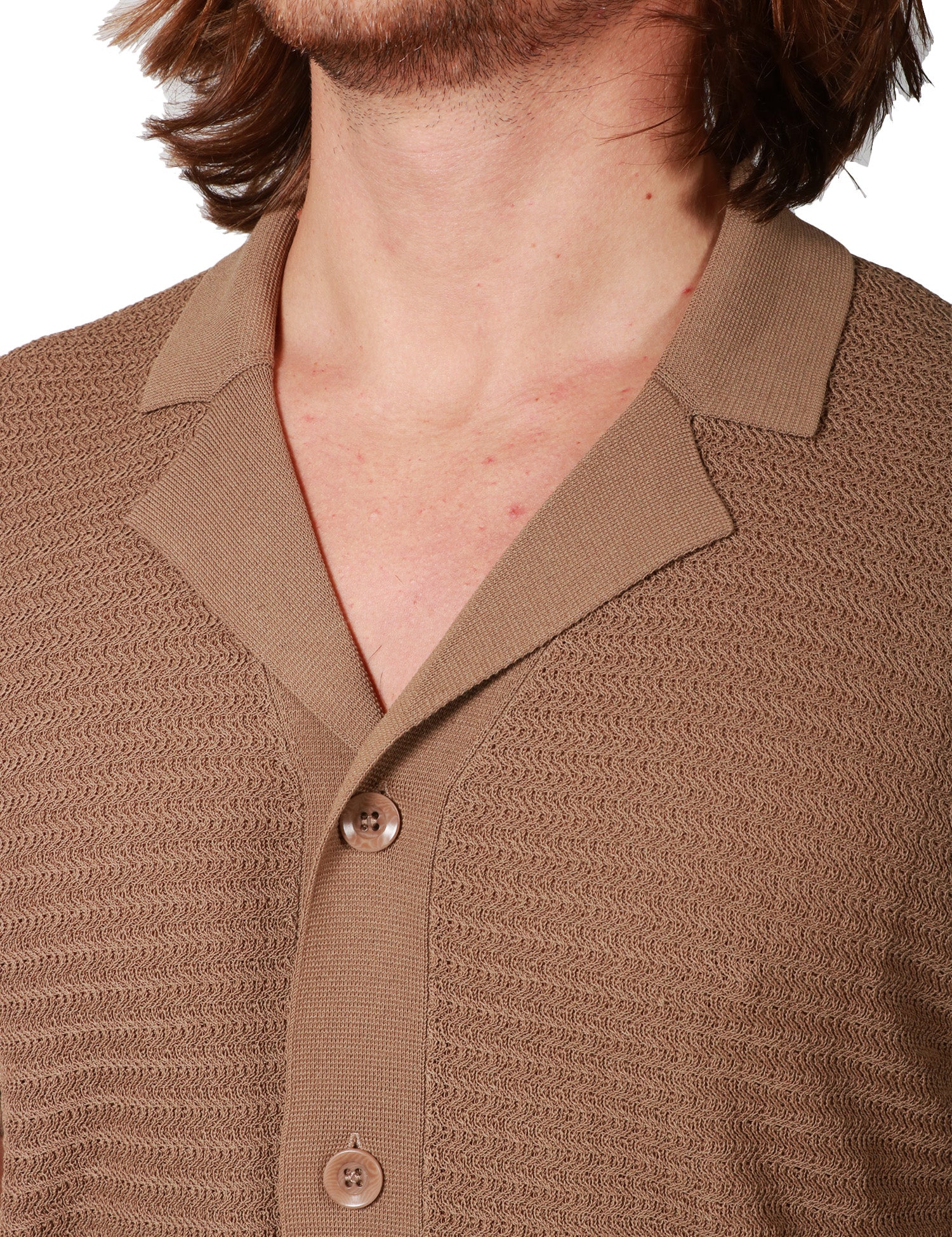 CARDIGAN UOMO KANGRA NOCE A MEZZA MANICA CON COLLETTO REVERS IN MAGLIA PUNTO ARABESCO