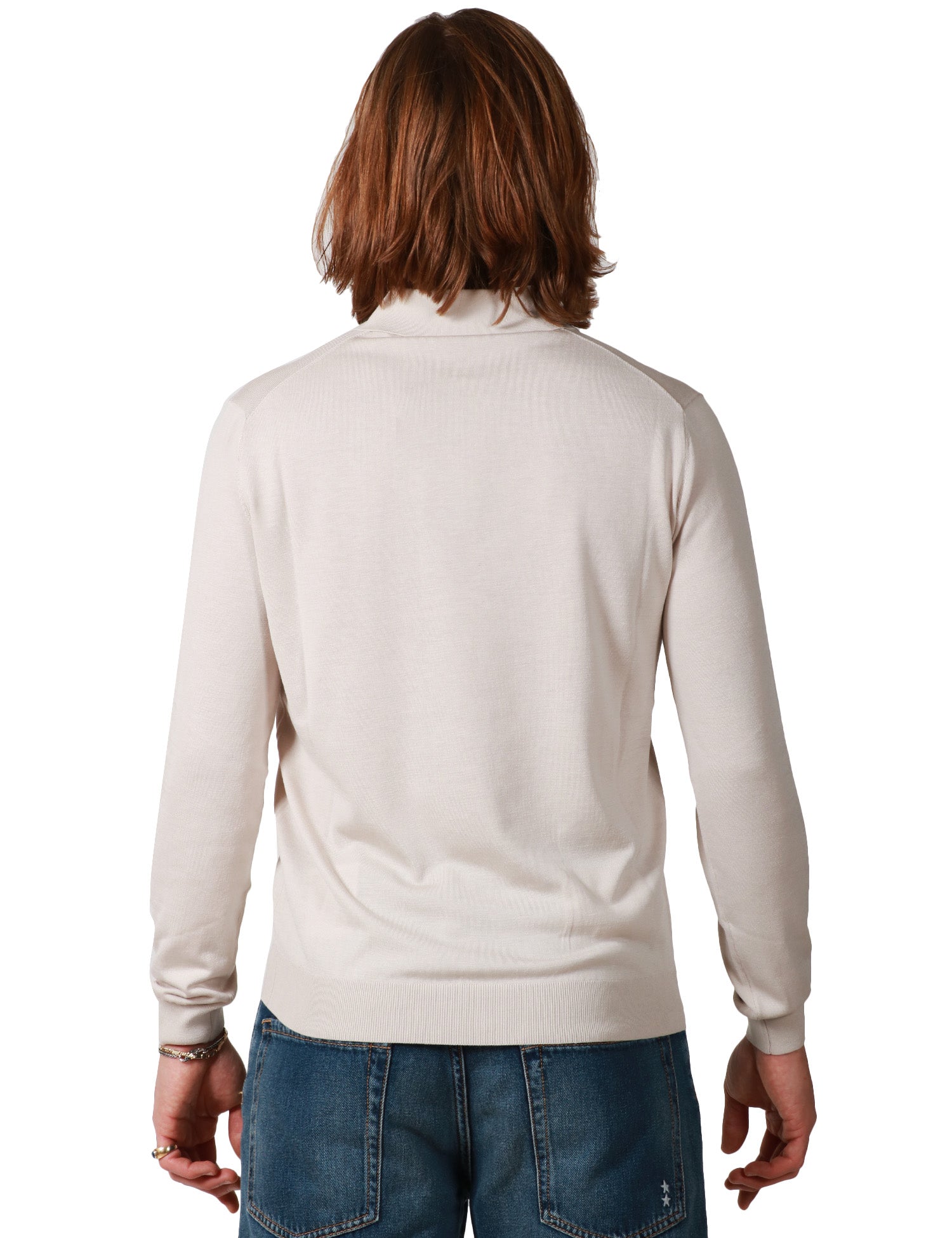 POLO UOMO KANGRA BEIGE A MANICA LUNGA IN RASATO CALATO