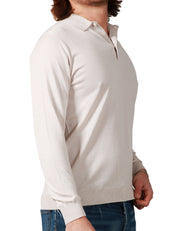 POLO UOMO KANGRA BEIGE A MANICA LUNGA IN RASATO CALATO