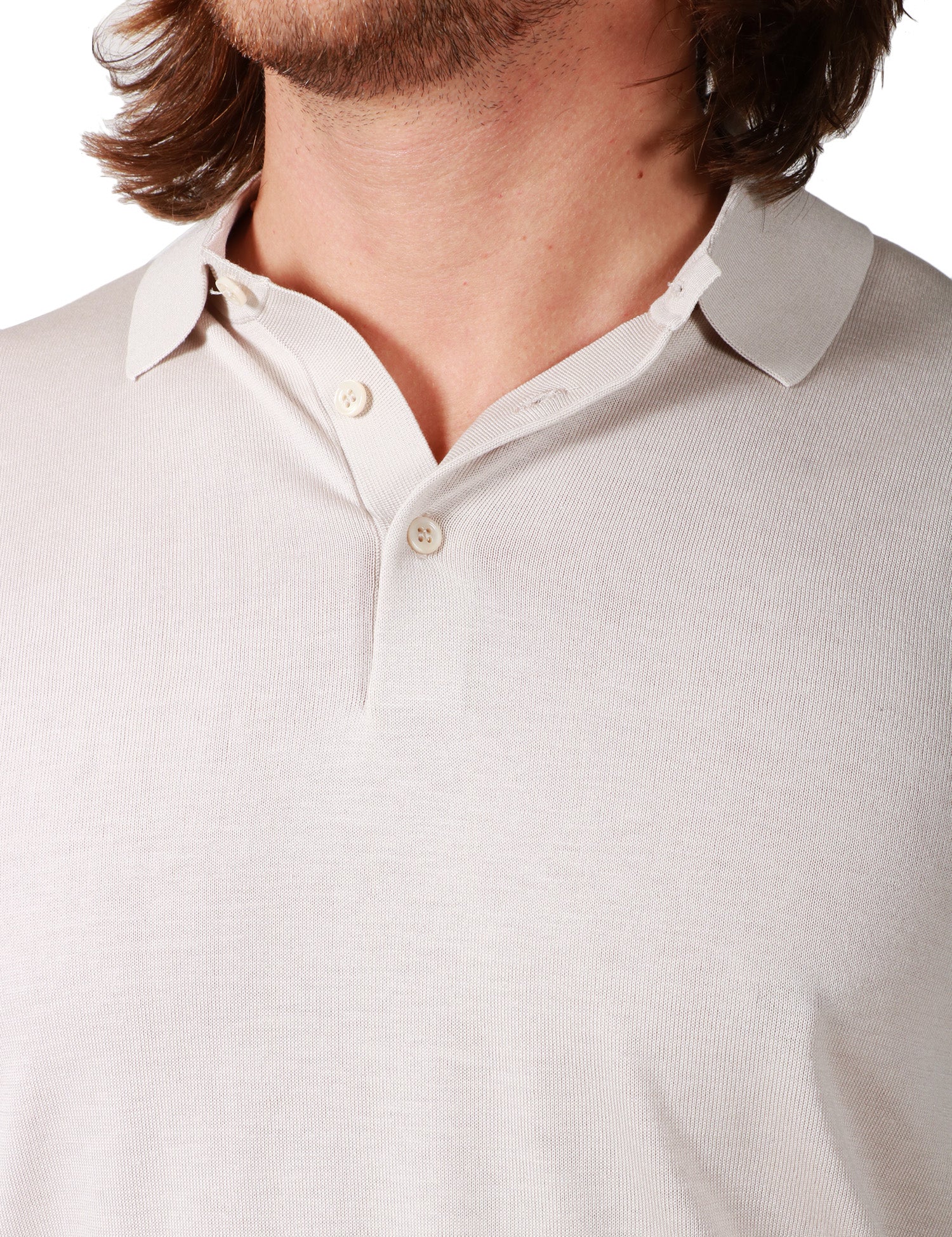 POLO UOMO KANGRA BEIGE A MANICA LUNGA IN RASATO CALATO