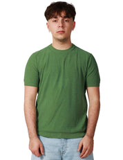 MAGLIA UOMO KANGRA VERDE GIROCOLLO A MEZZA MANICA IN RASATO ROVESCIO