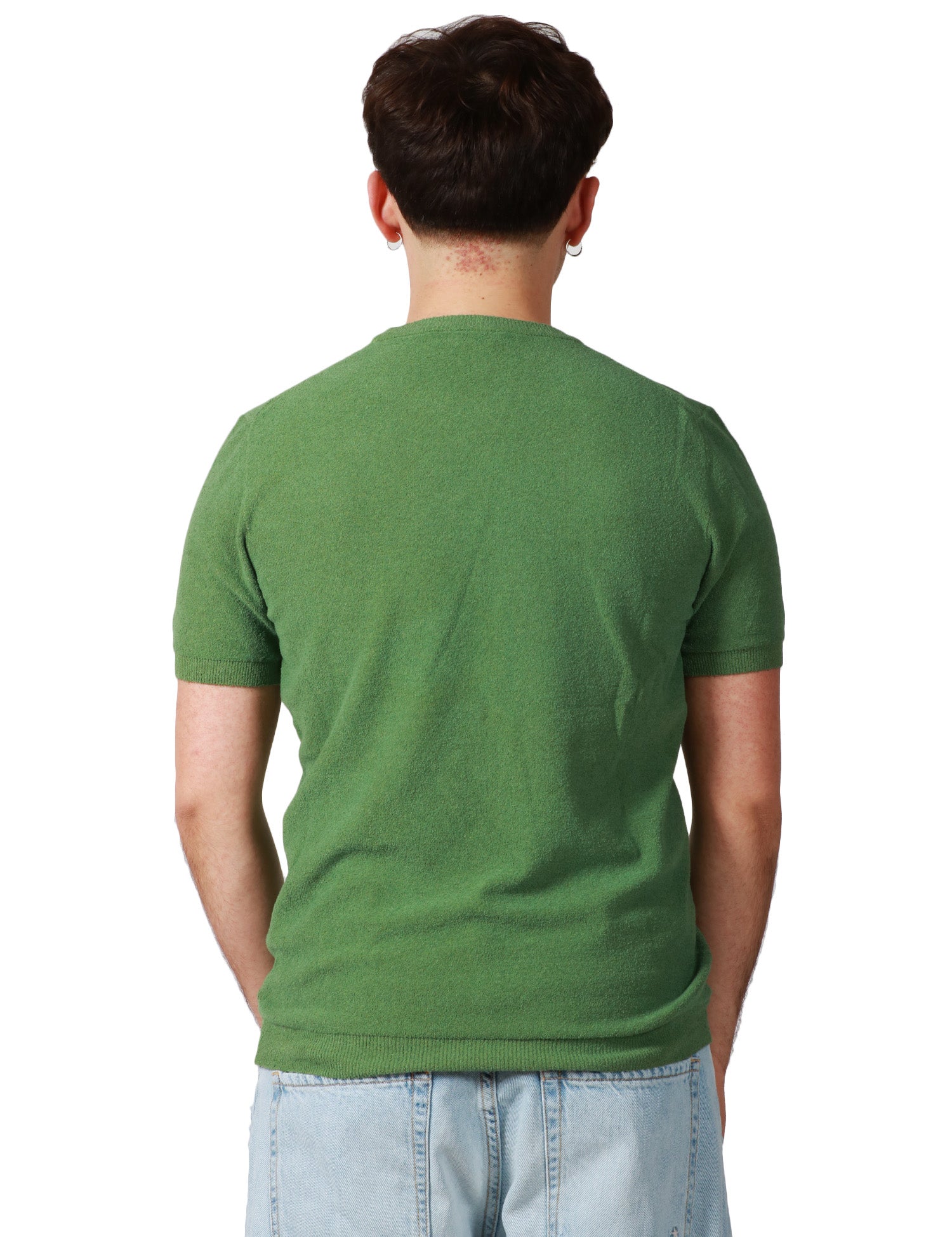 MAGLIA UOMO KANGRA VERDE GIROCOLLO A MEZZA MANICA IN RASATO ROVESCIO