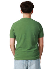 MAGLIA UOMO KANGRA VERDE GIROCOLLO A MEZZA MANICA IN RASATO ROVESCIO