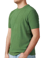 MAGLIA UOMO KANGRA VERDE GIROCOLLO A MEZZA MANICA IN RASATO ROVESCIO
