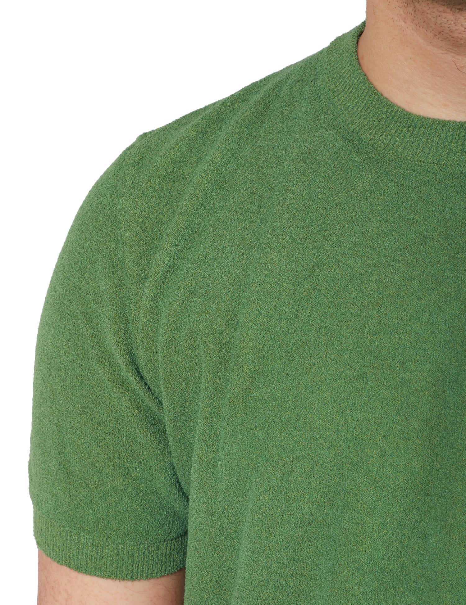 MAGLIA UOMO KANGRA VERDE GIROCOLLO A MEZZA MANICA IN RASATO ROVESCIO