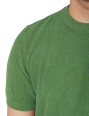 MAGLIA UOMO KANGRA VERDE GIROCOLLO A MEZZA MANICA IN RASATO ROVESCIO