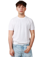 MAGLIA UOMO KANGRA BIANCA GIROCOLLO IN COTONE RASATO CALATO