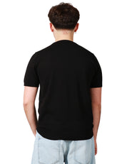 MAGLIA UOMO KANGRA NERA GIROCOLLO IN COTONE RASATO CALATO